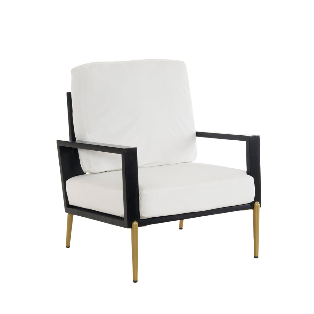 English Elm Christopher Knight Home® - Upholstered Velvet Armchair with Gold Metal Legs, White Luxury Lounge Chair for Living Spaces N817P237961W
