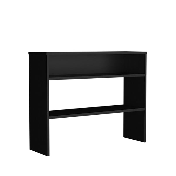 English Elm Console Table Richton Black Engineered Wood — Space-Saving Open Shelves, Sturdy Storage for Entryway B092P238709
