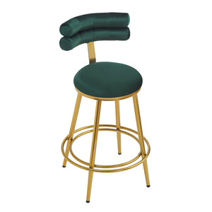 English Elm Christopher Knight Home® - 27.65'' 27.65" Modern Counter Stools Set of 2 with Luxurious Velvet Upholstery, Ergonomic Curved Back, Iron Frame & Footrest Dark Green N780P194940E