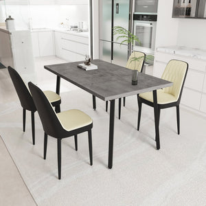English Elm 55.12-70.87" Expandable Dining Table Set With 4 Padded Chairs - Modern Comfort For 4-6 People! W2189S00393