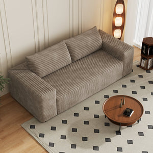 English Elm 78.8" Corduroy Three Seat Sofa Deep Cushioned Low Profile Couch for Modern Living Rooms Camel W2824P409860