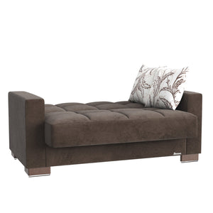 English Elm PrimeNest ZenAero Convertible Upholstered Loveseat with Storage, Microfiber Sleeper, Compact Elegance Brown B030P281763