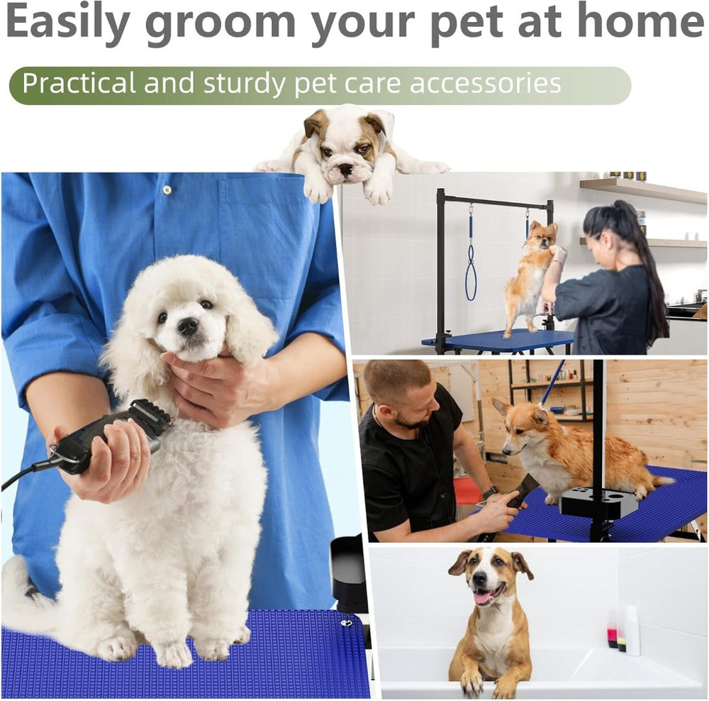 English Elm 36''large Folding Dog Grooming Table with Arm Noose Mesh Tray for Home Pet Care W3587P358723