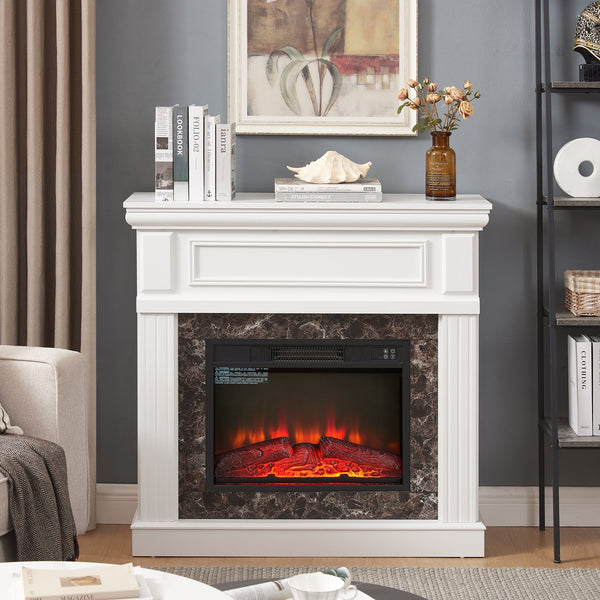 English Elm Electric Fireplace With Classic Mantel Surround, 3D Flame, Remote Control & Adjustable Heat Settings W1758S00031