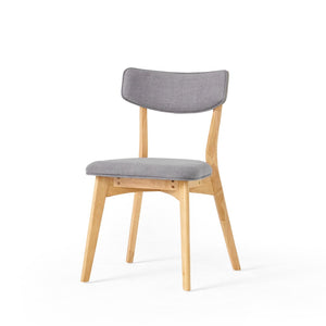English Elm Caleb Mid Century Upholstered Dining Chairs Rubberwood Tapered Legs Set of 2 Dark Gray,Natural N768P379763O