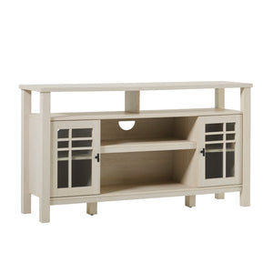 English Elm Walker Edison - Transitional 58" 2-Door Sideboard in Ivory Oak – Windowpane Glass Doors, Cord Management, Durable MDF Storage B185P169021