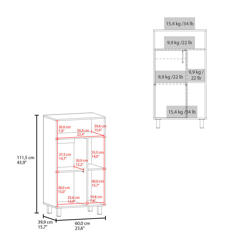 English Elm Lakin Multi-Compartment Shoe Rack with Door and Cubbies, White Engineered Wood, Durable Storage B092P315576