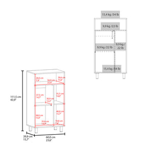 English Elm Lakin Multi-Compartment Shoe Rack with Door and Cubbies, White Engineered Wood, Durable Storage B092P315576