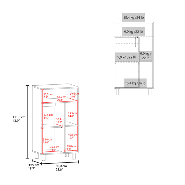 English Elm Lakin Multi-Compartment Shoe Rack with Door and Cubbies, White Engineered Wood, Durable Storage B092P315576