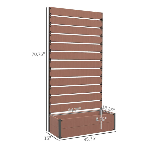 English Elm Outsunny Raised Planter Box with Vertical Trellis for Climbing Vines Outdoor Patio W2225P175538