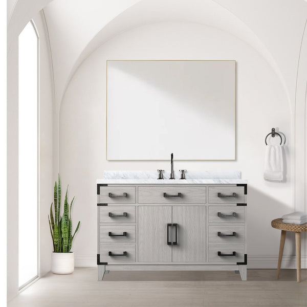 English Elm White Oak Single Bath Vanity 48" W X 22" D With Durable Carrara Marble Top And Ample Storage Space B2731P259827-GIGA