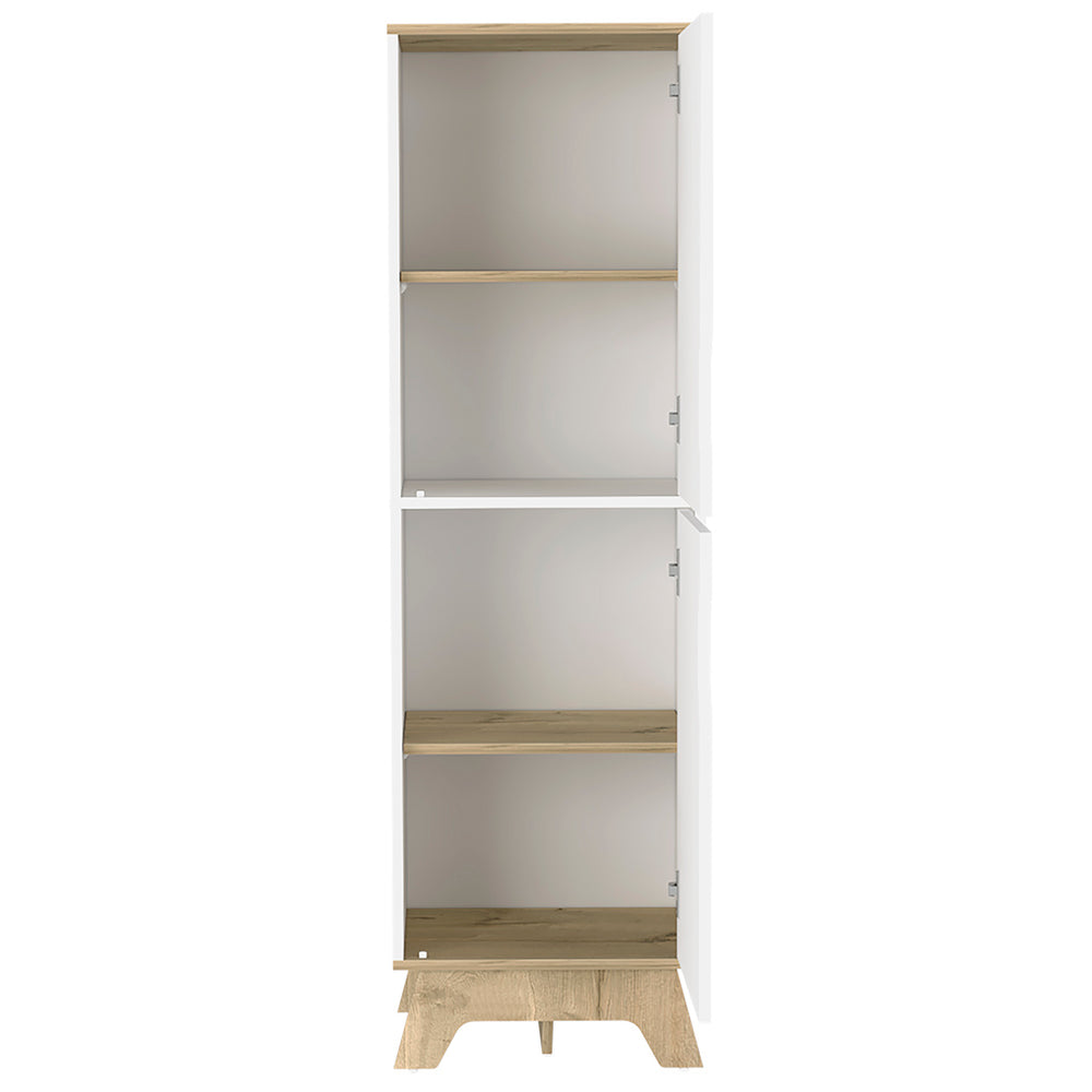 English Elm Multistorage Cabinet - 59" High, Sleek Light Oak & White Design With 4 Shelves For Space-Saving Storage B097132945