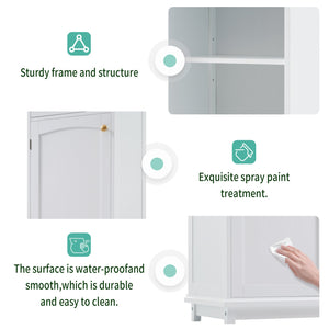 English Elm 63" Tall Bathroom Vanity Cabinet with Glass Doors, Two Drawers and Adjustable Shelves for Stylish Storage White N729P171305K