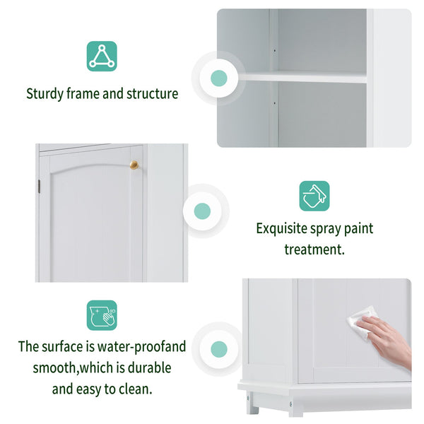 English Elm 63" Tall Bathroom Vanity Cabinet with Glass Doors, Two Drawers and Adjustable Shelves for Stylish Storage White N729P171305K