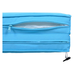 English Elm U_style Outdoor Double Sun Lounger Hdpe Wicker Steel Frame with Canopy Pop up Tables Blue WY000485AAC