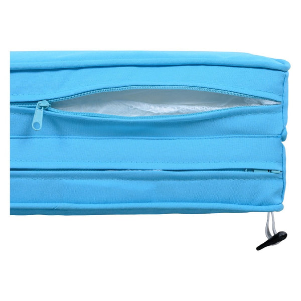 English Elm U_style Outdoor Double Sun Lounger Hdpe Wicker Steel Frame with Canopy Pop up Tables Blue WY000485AAC