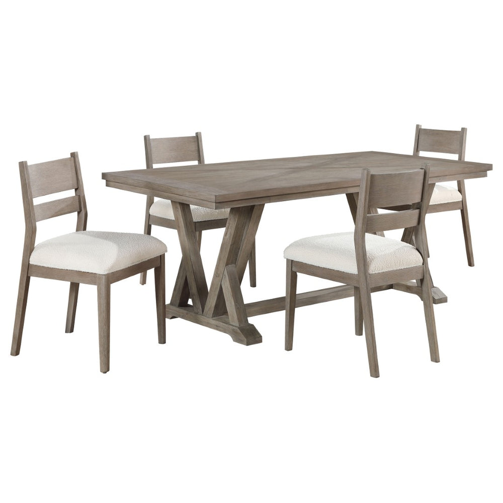 English Elm Ruston Five Piece Acacia Wood Dining Set with Ladder Back Chairs for Farmhouse Rooms B062S01468