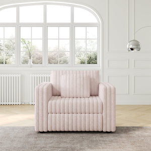 English Elm 44.9" Plush Modular Sofa Single — Removable Zipper Cushions for Easy Washing, Stylish Light Pink Comfort W1767S00014