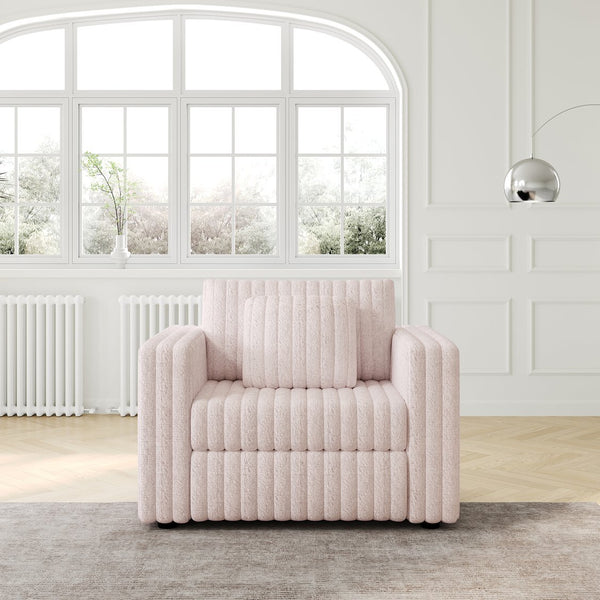 English Elm 44.9" Plush Modular Sofa Single — Removable Zipper Cushions for Easy Washing, Stylish Light Pink Comfort W1767S00014