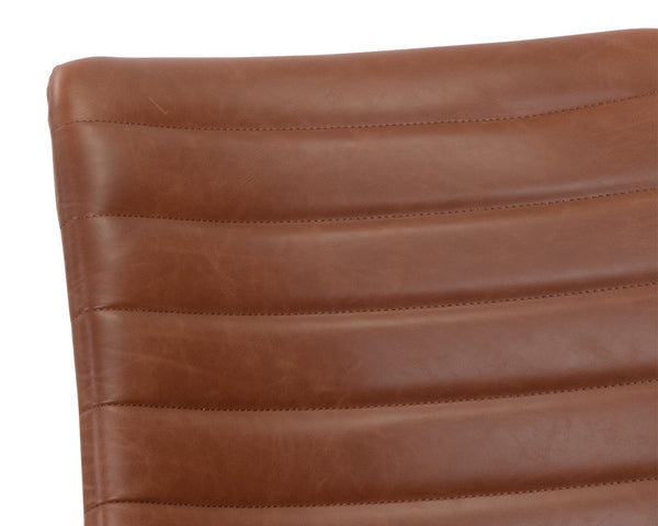 Sunpan Gracen Minimalist Dining Chair with Faux Leather Comfort and Elegant Matte Black Metal Legs Hazelnut