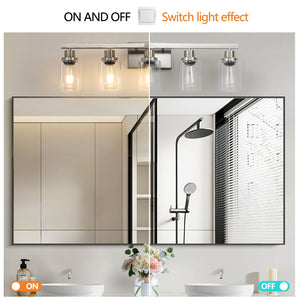 English Elm 31" Modern 5-Light Bathroom Vanity Fixture - Brushed Nickel With Glass Shades For Stylish Lighting W2312P374796