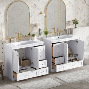 English Elm 72-inch Shaker Double Bathroom Vanity White Mdf Soft Close Drawers Resin Basin N729P000029K