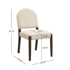 English Elm Christopher Knight Home® - Dining Mid Century Fabric Upholstered Armless Side Chairs Set of 2 with Rubberwood Frame and Tapered Legs, Comfortable Backrest, Easy Assembly Beige,Walnut N771P361492T