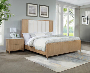 English Elm Modern Stone Top Wood Nightstand with Brass Hardware Two Drawer Bedroom Storage B2741P429140