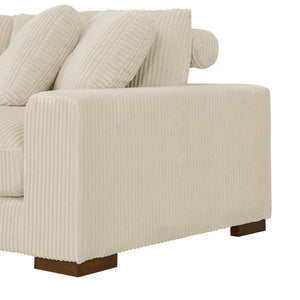English Elm Large Corduroy Double Chaise Sectional Sofa with Lumbar Support for Spacious Living Rooms Beige B2748S00016