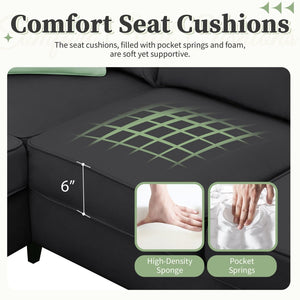 English Elm 9012aab-package3 Modular Sectional Sofa Reversible Ottoman Polyester Modern Living WF315548AAB