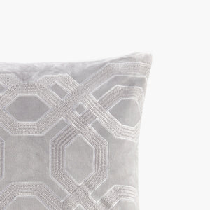 English Elm Square Japanese Braid Velvet Pillow 18x18 Embroidered Corded Piping Goose Feather Insert Plush Luxury Silver 16.93 L x 16.93 W x 4.72 H B035129198
