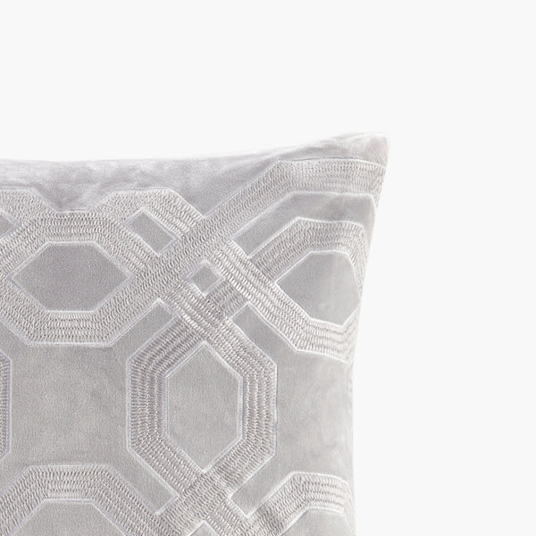English Elm Square Japanese Braid Velvet Pillow 18x18 Embroidered Corded Piping Goose Feather Insert Plush Luxury Silver 16.93 L x 16.93 W x 4.72 H B035129198