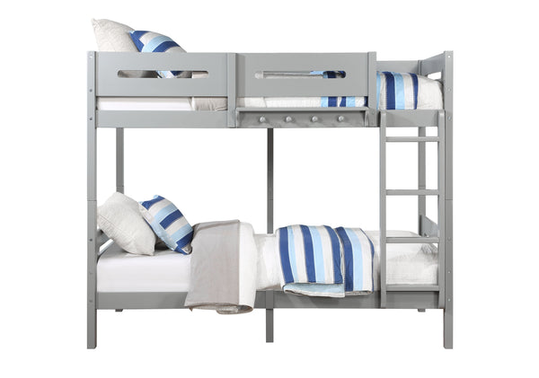 English Elm Edah Gray Twin/Twin Bunk Bed with Removable Ladder, Slat System, Easy Assembly, 330lb Capacity B2726S00332