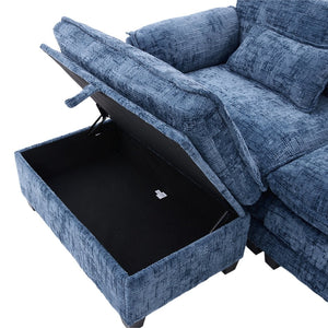 English Elm United Oversized 112" Modular Sectional Sofa - Modern Chenille Cloud Couch With Storage Ottoman & Usb Ports W1568S00190-GIGA