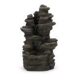 Christopher Knight Home® - Noble House - Coweta Outdoor 4 Tier Rock Fountain, Light Brown