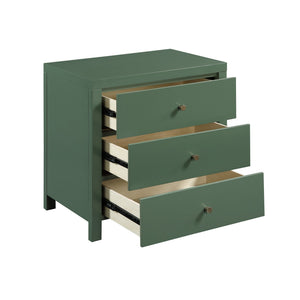 English Elm Nevarre 3-Drawer Nightstand with Brushed Gold Knobs, Solid Dovetail Drawers, No Assembly Needed Antique Green B050P376960