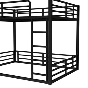 English Elm Metal Full-Over-Full Bunk Bed Frame - Heavy-Duty, Noise-Reduced Design For Kids And Adults In Black W1580S00158