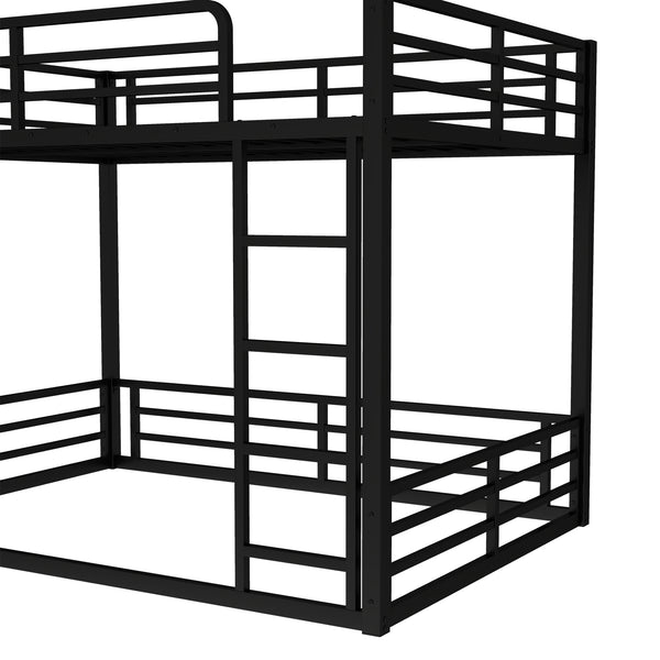 English Elm Metal Full-Over-Full Bunk Bed Frame - Heavy-Duty, Noise-Reduced Design For Kids And Adults In Black W1580S00158