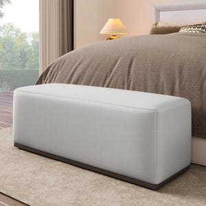 English Elm Christopher Knight Home® - Simple White Footstool with Wood Frame and Soft Fabric Cushion — Minimal, Durable, Multiuse Comfort N769P293487A