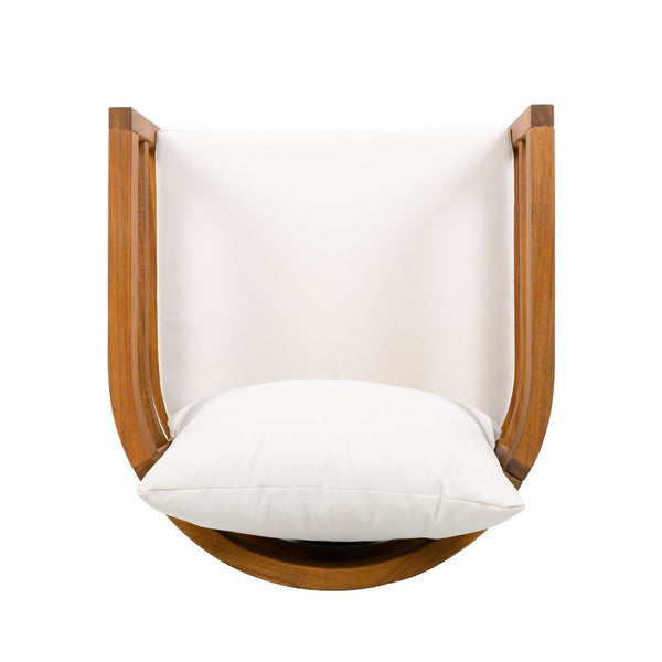 English Elm Outdoor Acacia Wood Armchairs with Teak Finish and Cushioned Seat Set of 2 N768P362954L