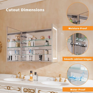 English Elm Lighted Aluminum Medicine Cabinet Smart Mirror with Anti-fog Led and Built-in Usb Outlet W5609P461309