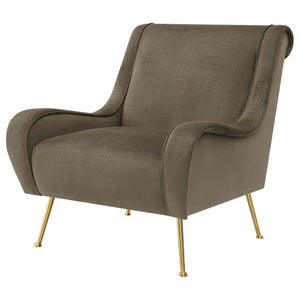English Elm Lundy Truffle Romantic Mid-Century Accent Chair with Textured Upholstery, Welt Trim & Gold Legs B062P358333