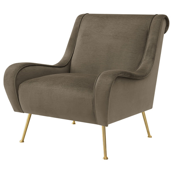 English Elm Lundy Truffle Romantic Mid-Century Accent Chair with Textured Upholstery, Welt Trim & Gold Legs B062P358333