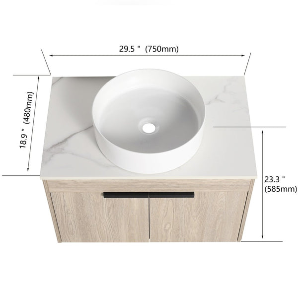 English Elm 42" Modern Floating Bathroom Vanity With Ceramic Sink, Soft-Close Doors & Stylish Storage Solutions P1 W999S00292-GIGA