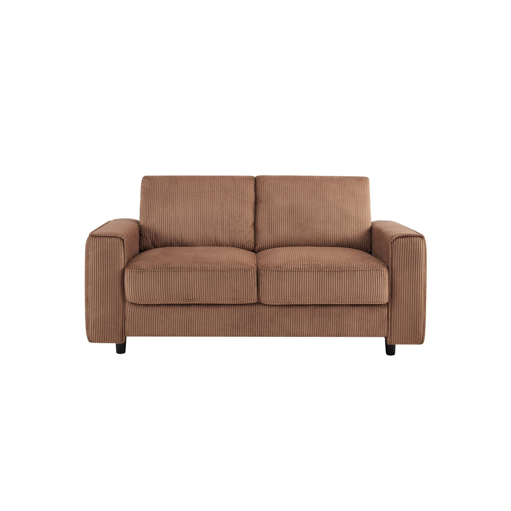 English Elm Modern Minimalist 2-Seater Corduroy Sofa with Black Legs, Wrinkle-Resistant Comfort & Durability Brown B347P401102