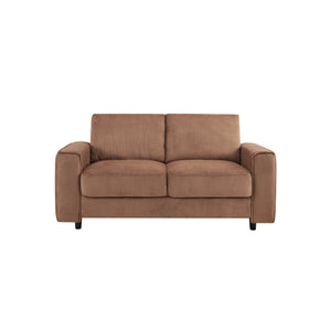 English Elm Modern Minimalist 2-Seater Corduroy Sofa with Black Legs, Wrinkle-Resistant Comfort & Durability Brown B347P401102