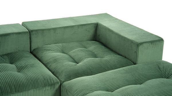 English Elm 101" Modular Cloud Sectional Corduroy Upholstered Sofa Reversible Chaise Living Room Green W1170S00055
