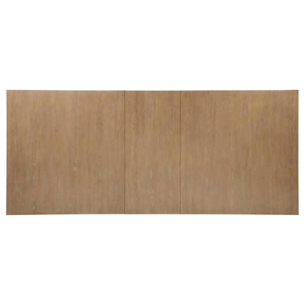 English Elm Fremont Trestle Rectangular Dining Table with Distressed Hardwood and Extension Leaf B062S00831