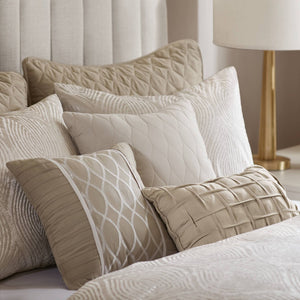 English Elm 10-piece California King Velvet Jacquard Comforter Set Layered Bedding with Microfiber Shams Champagne B035P482942
