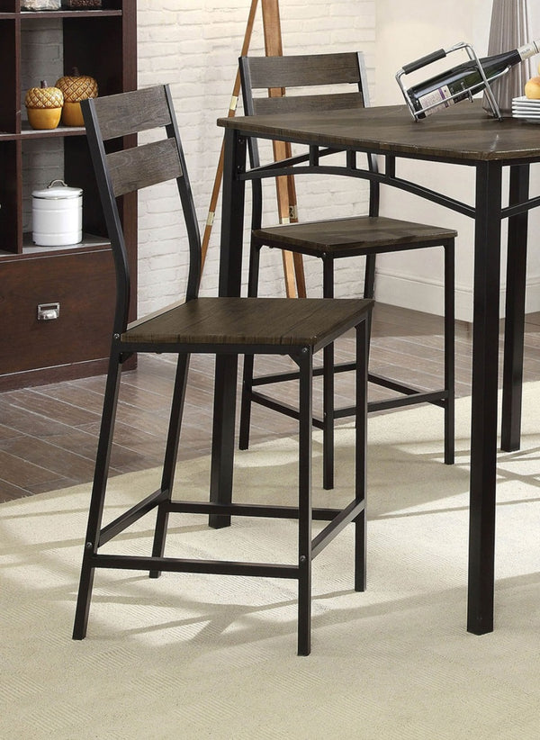 English Elm Black Metal Frame 5pc Counter Height Dining Set with Weathered Wood Top & Industrial Antique Charm B011P320850